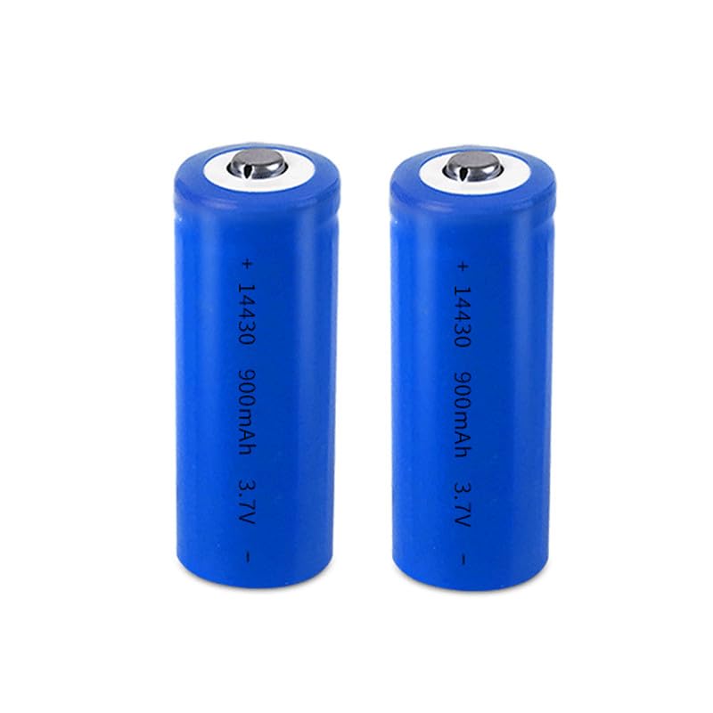 2-Pack 3.7V 650mAh 14430 Rechargeable Batteries - Button Top For Flashlights, Headlamps & Electronics
