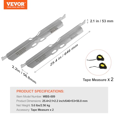 Image of VEVOR Wheel Alignment Tool, 2-Pack Toe Alignment Toe Plates, Stainless Steel Wheel Alignment Tool Plate, Toe Angle Accurate Measurement, Includes 2 Measuring Tapes & Conversion Chart