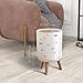 Trash Can with Lid Baby pastel colors stars pattern Baby boho Nursery baby textiles paper Press Top Round Small Garbage Bin with Wooden Legs Waste Basket for Kitchen Bedroom Nursery 7L/1.8 Gallon