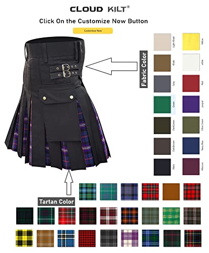 Cotton Jeans Hybrid Kilt Modern Box Pleated Tartan Traditional Men's Kilt Multi Color2