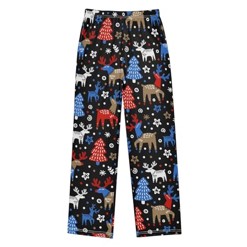 ZZXXB Moose Xmas Tree Boys Long Pants Soft Trousers Elastic Waist Kids Lounge Bottoms with Pockets S-XL
