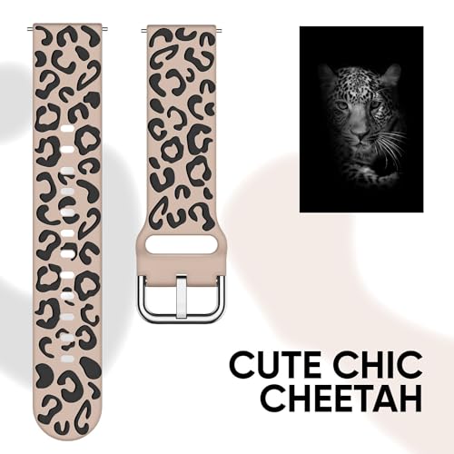 Knossen Leopard Engraved Band for Samsung Galaxy Watch 6/Galaxy Watch 5/Galaxy Watch 4 40mm 44mm, Galaxy Watch 6 Classic/Watch 4 Classic/Watch 5 Pro, Soft Silicone Replacement Wristband, 2-PACK