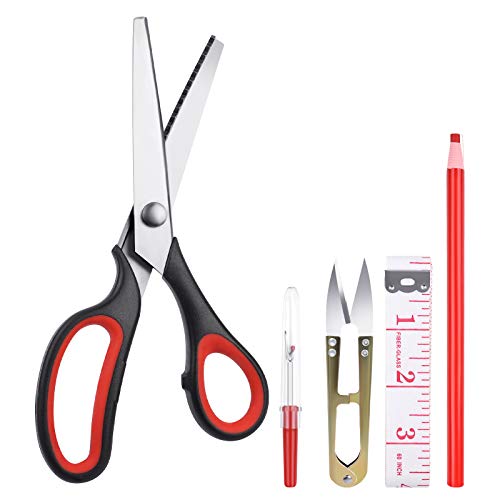 UCEC Pinking Shears for Fabric, Strong & Sharpe Serrated Soft Grip Handle 9.3 Inch Sewing Pinking Shears, Zig Zag Cut Scissors for Dressmaking, Sewing and Arts and Crafts