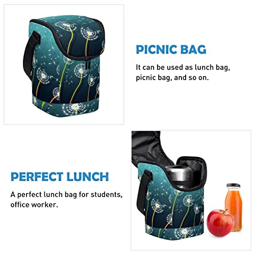 Bolsa de almuerzo de diente de león porta alimentos escolar y de trabajo con asas 3