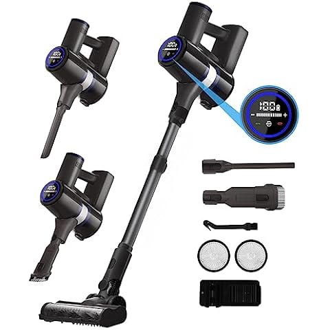 VOVGUU Cordless Vacuum Cleaner 28KPA, Stick Vacuum Cleaner Cordless with 7 Power Modes, 50 Mins RunTime Vacuum Cleaners for Home Hardwood Floor and Carpet, Pet Hair Cover