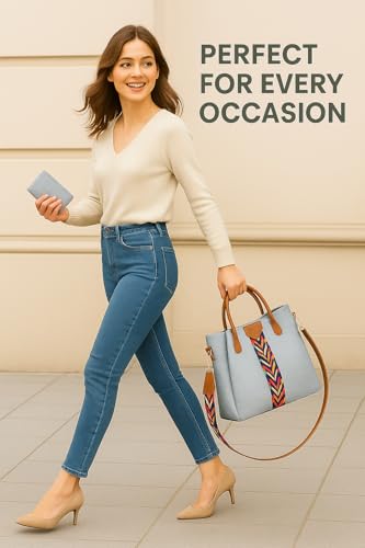 Womens PU Leather Purses and Handbags Shoulder Bags Ladies Designer Top Handle Satchel Tote Bag with 3 additonal Pouch (Leather Grey)