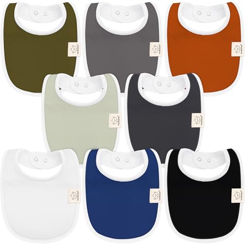Image of 8-Pack Organic Baby Bibs for Boys, Girls - Soft Cotton Drooling and Teething Baby Bibs, Baby Girl Bibs, Baby Boy Bibs, Baby Drool Bibs for Baby Girl, Boy, Newborn Infant Bibs (Basics)