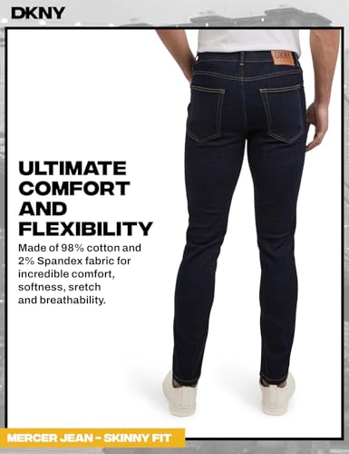 Image of DKNY Mercer Men's Skinny Jeans - Premium Stretch Denim Pants with Classic 5 Pocket Design | Skinny Fit Stretch Jeans for Men