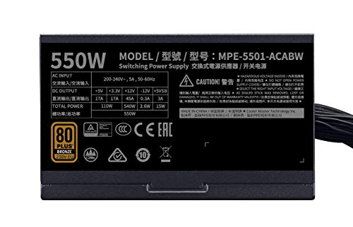 MWE 550 Bronzo 230 V V2 - Alimentatore di rete britannico, 80 Plus Bronzo, Ventilatore HDB sensibile alla temperatura, circuito CC-CC + LLC con binario singolo + 12 V, garanzia 5 anni - Alimentatore - Immagine 2