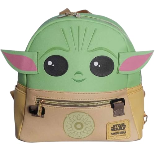 Zona Criativa, Baby Yoda Mochila Mochilinha Bolsa Com 6 Compartimentos + Bolsinha Oficial Star Wars Mandaloriano Cor:Verde