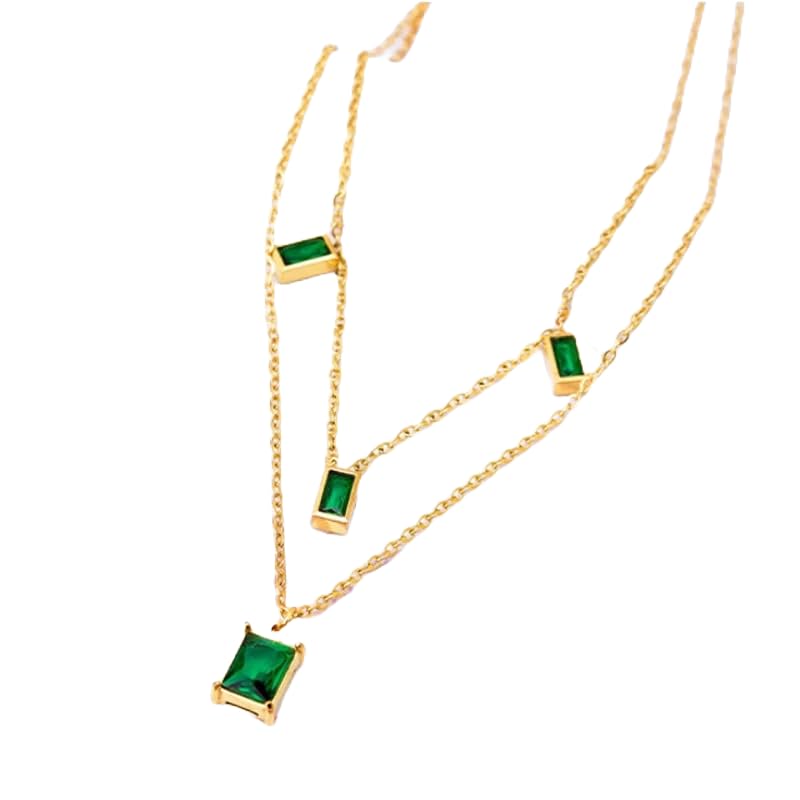Purple Secret Faux Emerlad Pendant Double Layer Necklace For Women, Green Emerlad Chain Necklace, Birthday Gift for Girlfriend, Gift for Women, 18k Gold Plated Necklace, Gift For Sister (B0D8JDJVZS) Amazon Price History, Amazon Price Tracker