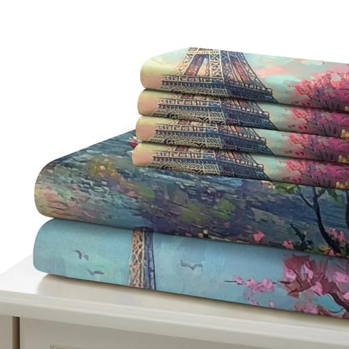 Parure de lit Tour Eiffel 3D en microfibre premium de luxe