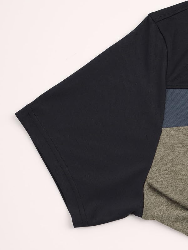 Image of TECHNOSPORT Men's Polo Neck Colorblock Half Sleeve T-Shirt - (MTP741 PRNT)
