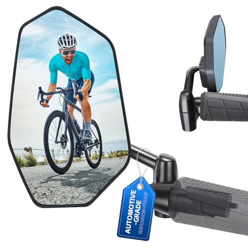 CYCLESPEED Anti-Glare Bar End Bike Mirrors, 360° Rotatable Aluminum Alloy