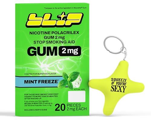 Image of Blip Nicotine Gum 2mg & Stress Star, Mint Freeze, 20 Count, Quit Smoking | Polacrilex NRT Gum, Smoking Cessation, Stress Star Distraction Tool, Colors May Vary