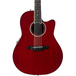 Ovation Applause Guitare Élect. Acoustique AB24II-RR Mid Cutaway ruby red - Les Beatles, Paul McCartney, John Lennon, RIngo Starr, George Harrison