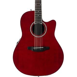 Ovation Applause Guitare Élect. Acoustique AB24II-RR Mid Cutaway ruby red - Les Beatles, Paul McCartney, John Lennon, RIngo Starr, George Harrison
