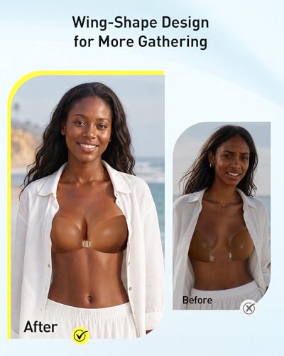 Image of Niidor Sticky Bra Adhesive Strapless Ultra Invisible Push up Silicone Bra Multiple Colors Sizes Reusable for Backless Dress