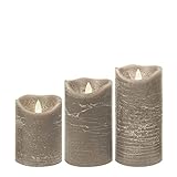 Candle Choice Battery Operated Flameless Candles with Timer Real Wax Realistic Flickering Electric LED Pillars Automatic Built-in Daily Cycle Timer 6-Hour on 18-Hour Off Set of 3 Rustic Texture Gray