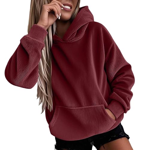 Womens Oversized Corduroy Hoodies Sweatshirts Casual Long Sleeve Pullover Tops 2025 Fall Winter with Pockets2