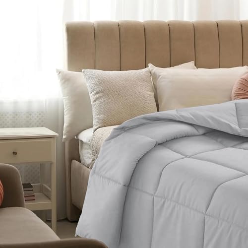 Image of Quilt for All Season 150 GSM Comforter Duvet /Ac Blanket King Size Bed Soft Microfiber Lightweight (90 inch X 106 inch Inches) - King Size Bed Comforter - Silver Grey Color