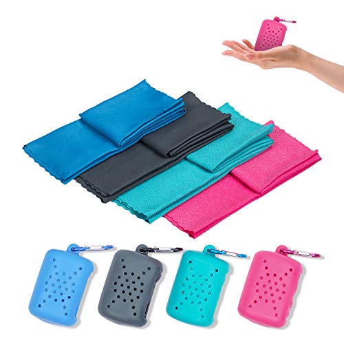 Small Swear Towel, Microfiber Travel Towel, Quick Dry Sport Towel, Pack 4 Cooling Towel for Gym, HIIT, Yoga, Cycling, Hiking, Running, 15.7 x15.7 , MUTAO