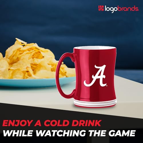 Image of Logo Brands NCAA Alabama Crimson Tide 14 oz Relief Coffee Mug - Officially Licensed Mug, Sculpted 3D Logo and Team Colors - Comfortable Handle and Glossy Finish for College Sports Fans
