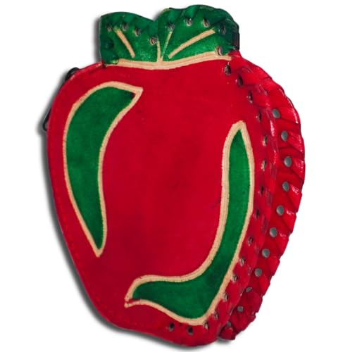 Leather Coin Pouch Mini Purse Wallet Bag with Zipper Multipurpose Christmas Gift for Women Girls (Red Apple & yellow Cat Face)3