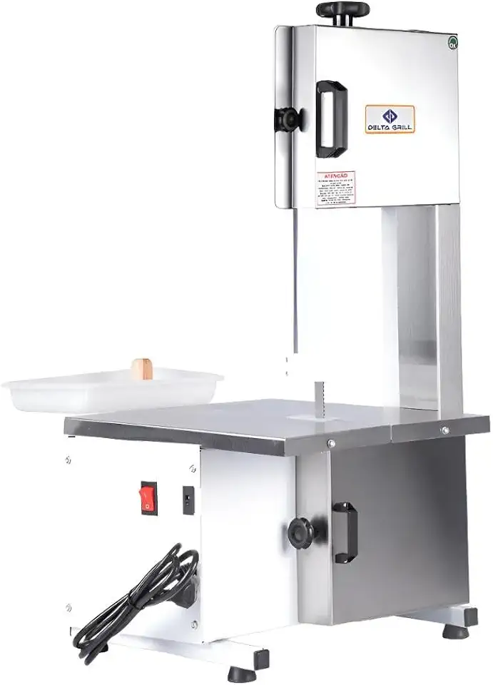 Serra Fita Com Moedor Boca Número 5 Lâmina 1,46mts Semi Inox Delta Grill Bivolt