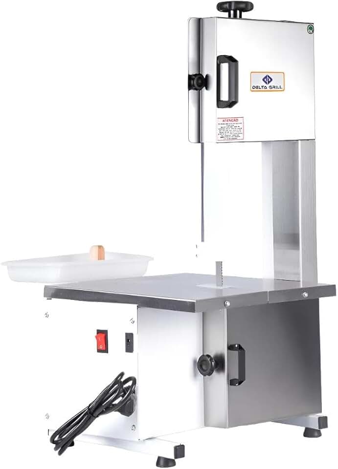 Serra Fita Com Moedor Boca Número 5 Lâmina 1,46mts Semi Inox Delta Grill Bivolt