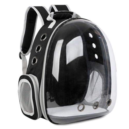 PET CAPSULE Mochila Cápsula para Mascotas | Mochila Burbuja Transparente para Gatos y Perros Pequeños | Transportín Transpirable Aprobado por Aerolíneas | Viajes, Paseos y Senderismo (Negro)