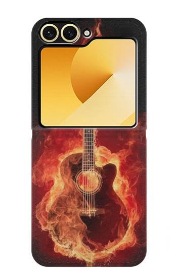 Protection anti-chute cuir Samsung Z Flip 6 motif Fire Guitar