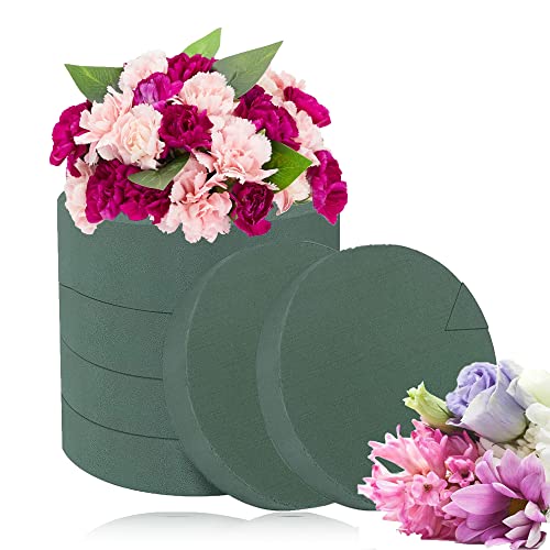 Bloque de espuma de flores, 6 piezas redondas de espuma floral Oasis con cilindro de espuma húmeda, kit de arreglo de espuma húmeda para flores de pasillo de boda, decoración de fiesta, 4.7 pulgadas Cover