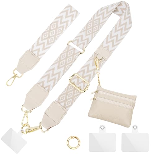 ONEKERUN Cordón Correa para Teléfono Móvil Universal Correa Colgar Movil Cuello Cinta Largo Ajustable Cuerda para Teléfono Mujer Correa Cruzada para Cuello y Muñeca, Con Tarjetero y 2 Parche