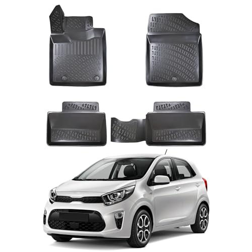 Car Floor Mats Liner Fits Kia Picanto 2018-2022 | Custom Fit Floor Liner for Cars | All Weather Waterproof Durable 3D Liner | Interior Accessories Car Mats Black