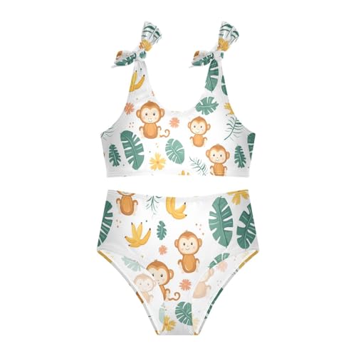 Plaaee Girls' 2 Piece Swimsuits Cute Monkey Cute Bikini Set Bathing Suit 4T
