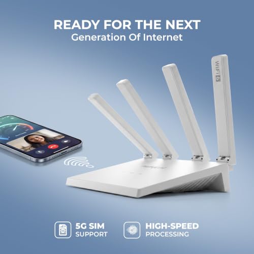 Image of FRONTECH 4G /5G Wi-Fi 6 Router with SIM Slot, Dual-Band Wi-Fi, 4 High-Gain Antennas, 1 WAN /LAN Port, Type-C Port, High-Speed Internet Router for Home /Office /Gaming, 2 Years Limited Warranty (NC-0095)