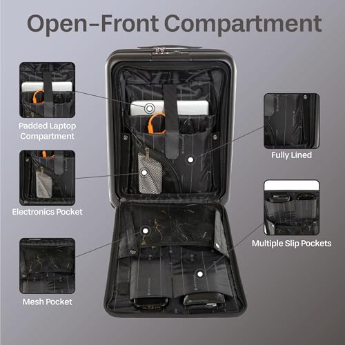 Air Canada Carry-On Luggage 19-Inch – Lightweight Hardside Carry-On Suitcase with Spinner Wheels, Durable Travel Luggage, Black image 8