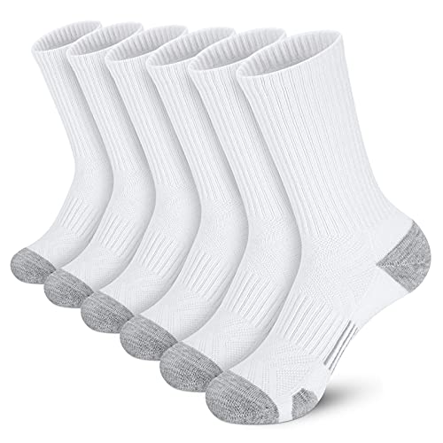 Athletic Socks, Cushioned Running Socks Performance Breathable Crew Socks Wicking Outdoor Sports Socks for Men Women(6 Pairs)