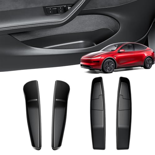 Wigoo 2026 Upgrade Tesla Model Y Juniper Accessories Door Pocket Liners [Protective Design & Neat Organization] Door Side Storage Box for Tesla Model Y Juniper 2025~2026 [4 PCS]