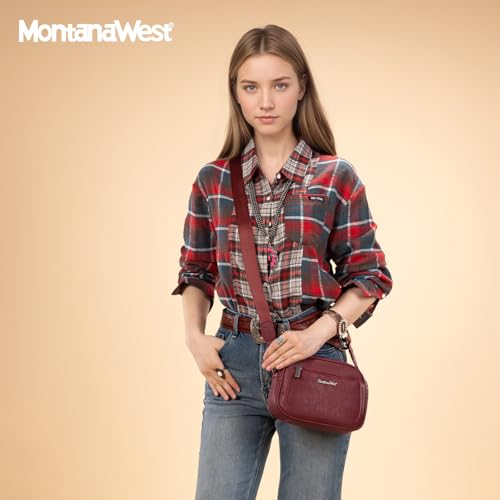 Image of Montana West Crossbody Bags for Women Cow Print Purse Triple Zip Shoulder Handbags with Wide Strap