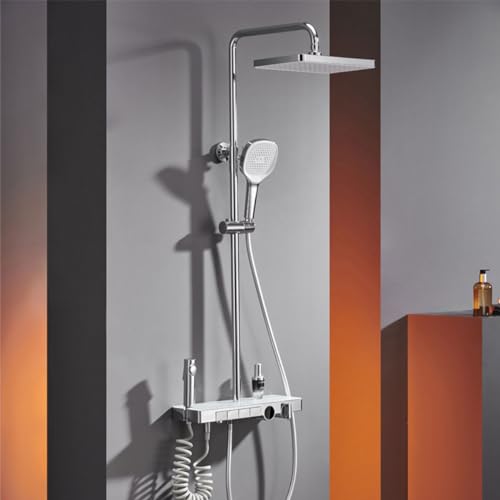 Ensemble de mélangeurs de douche thermostatique LED à touches piano pour colonne carrée