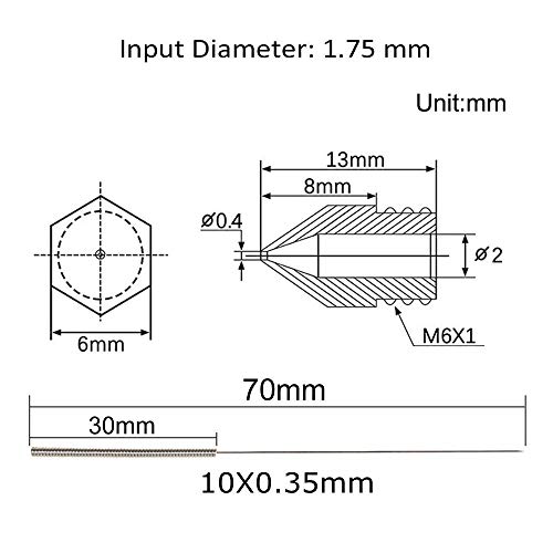 Lot de 20 buses d'imprimante 3D / extrudeuse MK8 en laiton 3 Lot de 20 buses d'imprimante 3D / extrudeuse MK8 en laiton – Image 4