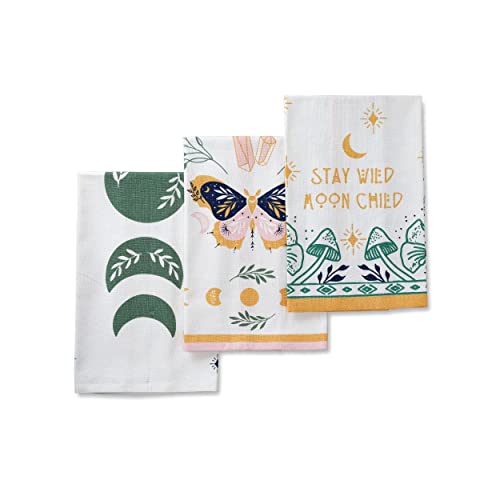 Folkulture Kitchen Towels Or Dish Towels, 20 X 26 Inches Modern Kitchen Hand Towels For Kitchen Decorations Or Tea Towels, Set Of 3 Cotton Dishtowels And Dishcloth For Farmhouse Decor, Magical #TOP2