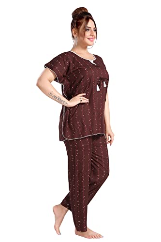 Image of Fabme Women's Cotton Printed Kaftan and Pyjama Set