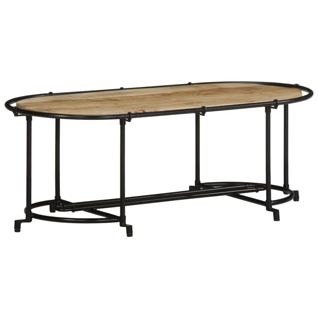 Homgoday Tavolino da caffè 110 x 55 x 40 cm, in legno massello di mango grezzo, tavolino da tè, per soggiorno, sala d'accoglienza degli ospiti, ufficio e corridoio