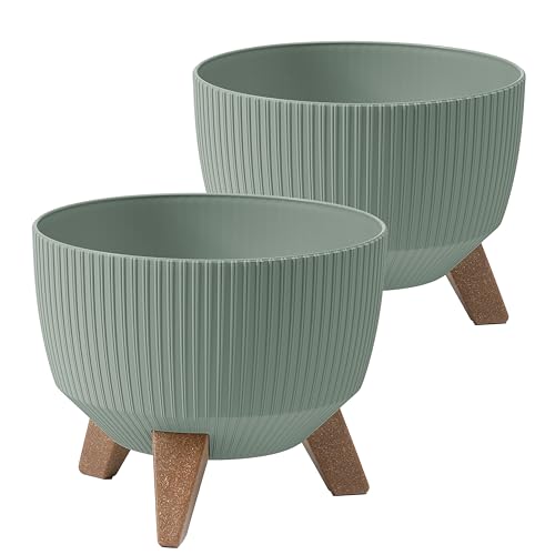 Tymar Macetero Con Patas, Macetas Para Exteriores, Maceta Grande, Macetero, Macetero, Macetero, Macetero Redondo 2 Unidades , Color Gris Y Verde, Tymar Macetero Con Patas, Macetas Para Exteriores, Maceta Grande, Macetero, Macetero, Macetero, Macetero Redondo 2 Unidades , Color Gris Y Verde,
