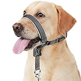 BARKLESS Dog Head Collar, Soft No Pull Head Halter, Reflective Muzzle Leash with Safety Link, Adjustable Headcollar, Padded Nose Leash for Large Medium Dogs Training Walking (Black, M)