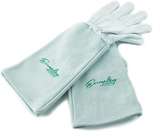 Rose Pruning Gloves for Men and Women - Thorn Proof Goatskin Leather Gardening Gloves with Gauntlet (Large)