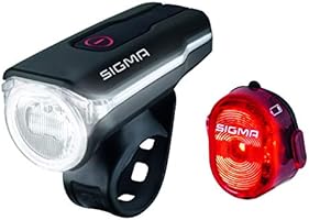 Sigma Sport LED Fahrradbeleuchtung-Set AURA 60 USB/NUGGET II, Frontlicht und Rücklicht, StVZO Zulassung, Akku...